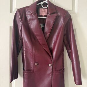 Guess Mystic Wine Burgundy Faux Leather Blazer - NWT - XS